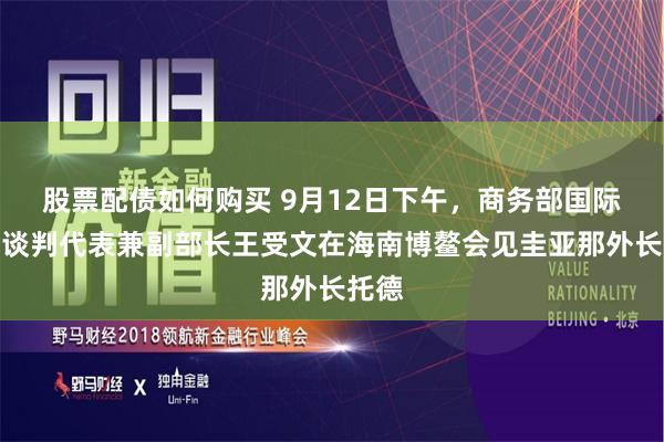 股票配债如何购买 9月12日下午，商务部国际贸易谈判代表兼副部长王受文在海南博鳌会见圭亚那外长托德